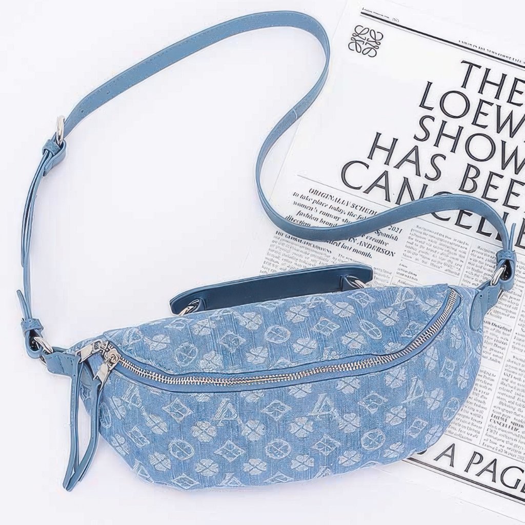 Embossed Denim Crossbody Bag